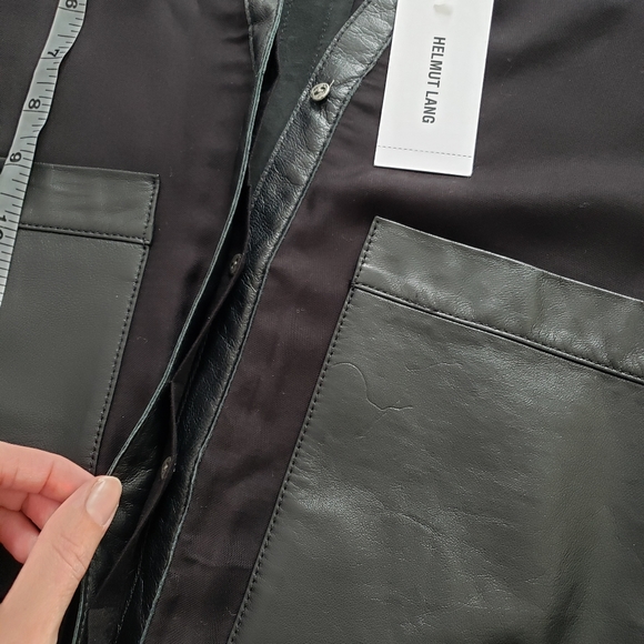 SOLD NWT Helmut Lang Black Soft Vicose and Leather Shirt szS - Picture 9 of 11